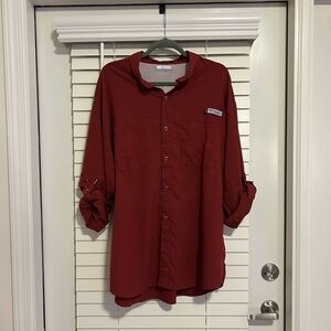 Columbia Men's Burgundy Casual Button Down Shirt, size XL